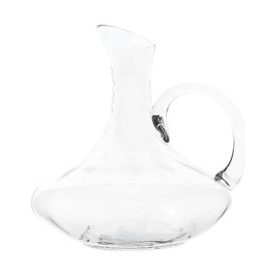 Glass wine decanter with handle