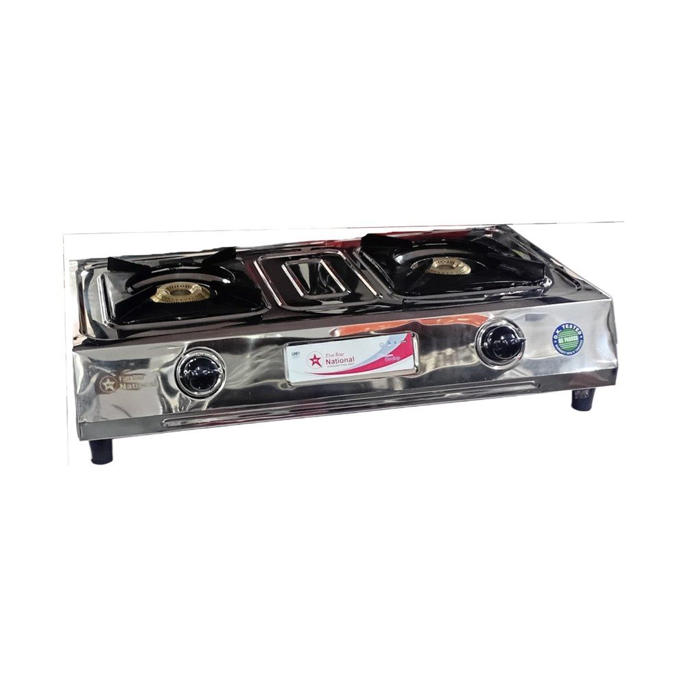 Two-burner stainless steel gas cooker