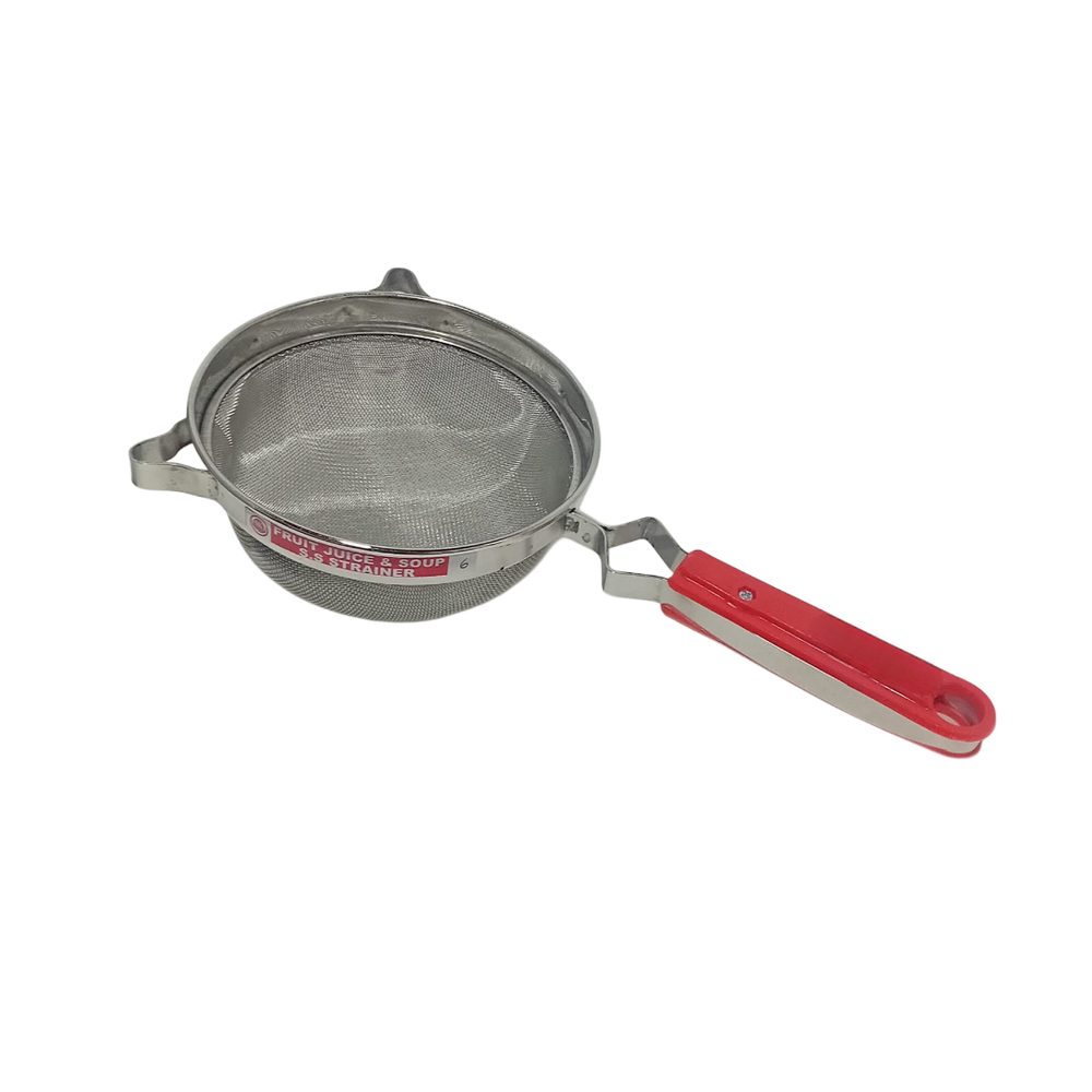 S/S juice strainer with red handle