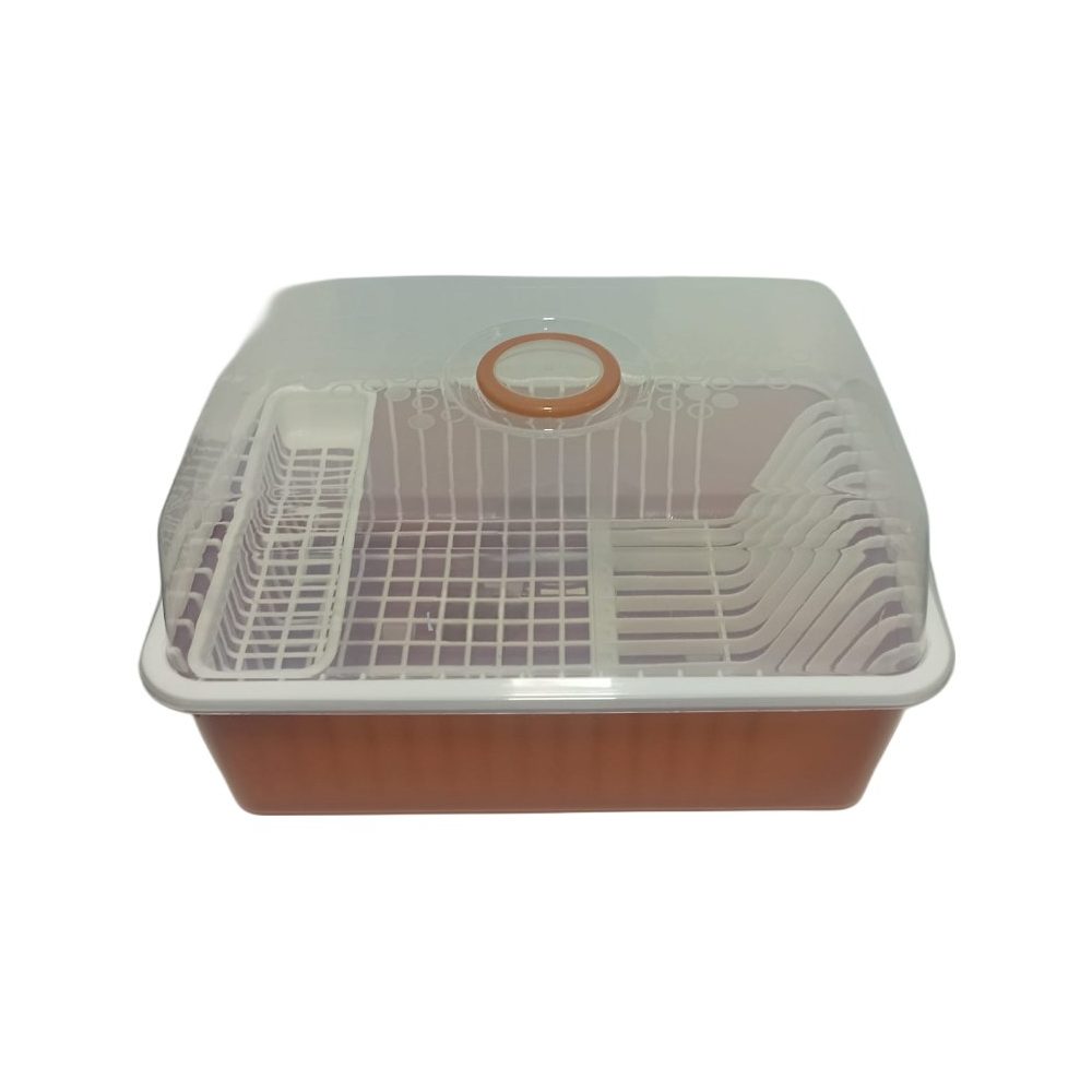 Covered Plastic Plate Rack With Tray