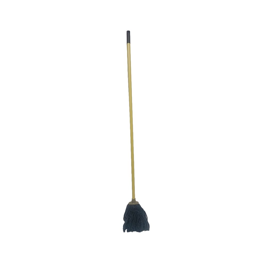 Black yarn mop with metal handle