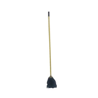 Black yarn mop with metal handle