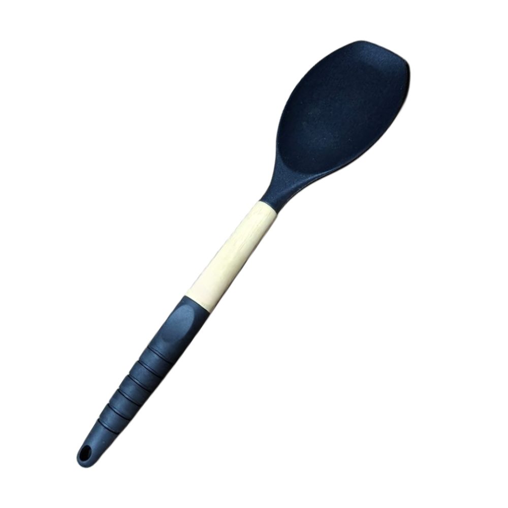 Silicone Cooking Spoon, Wooden Handle