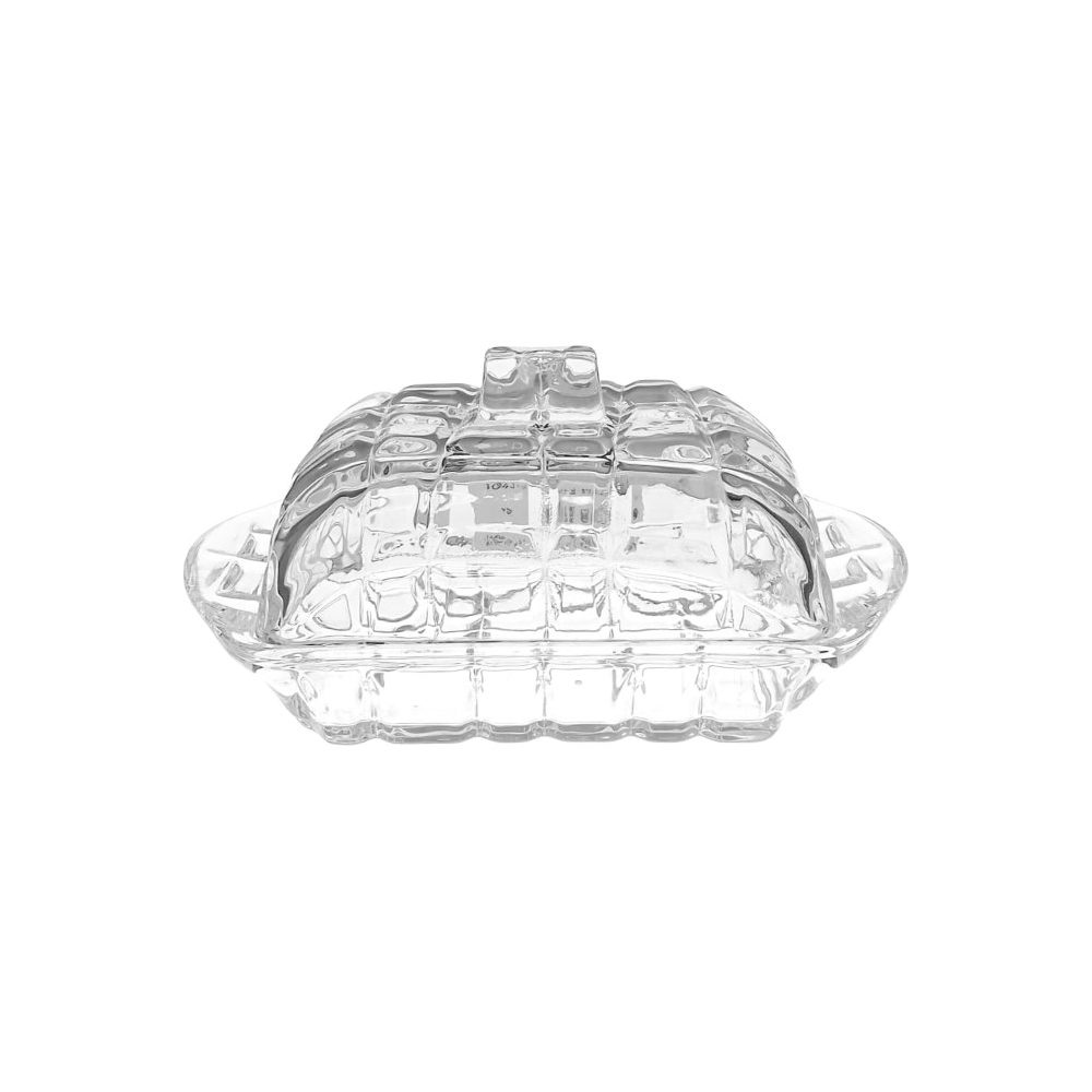 Glass butter dish with lid