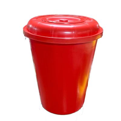 Red Plastic Barrel with Lid, 100L