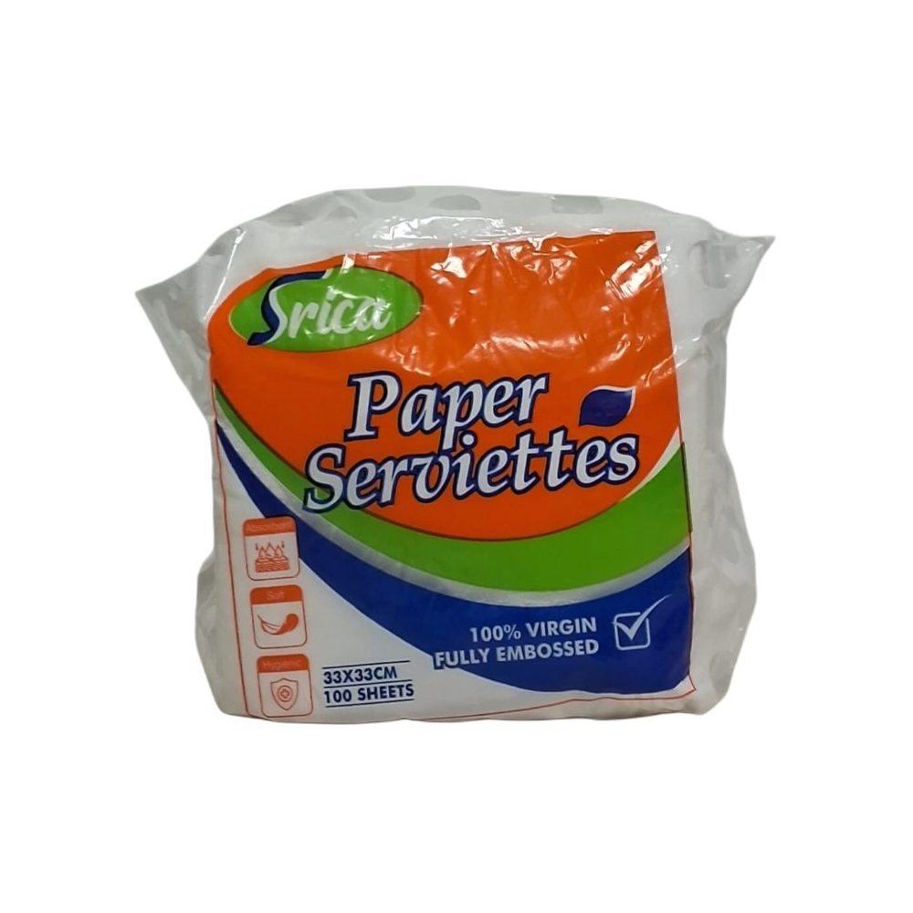 Srica Paper Serviettes 33cm, 100 Sheets