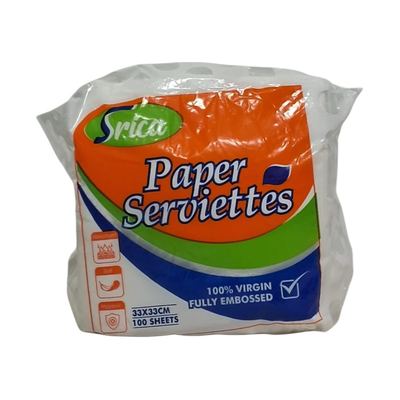Srica Paper Serviettes 33cm, 100 Sheets