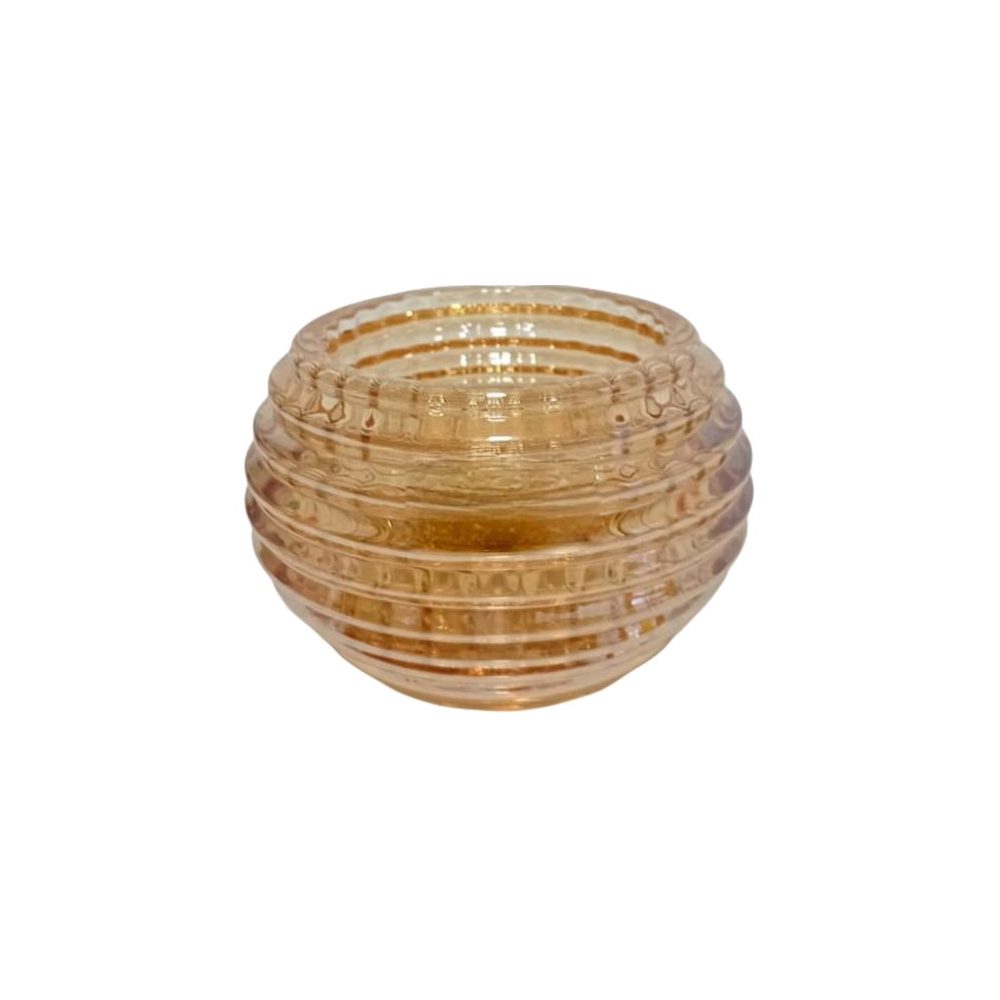 Ribbed Gold Glass Bowl Vase