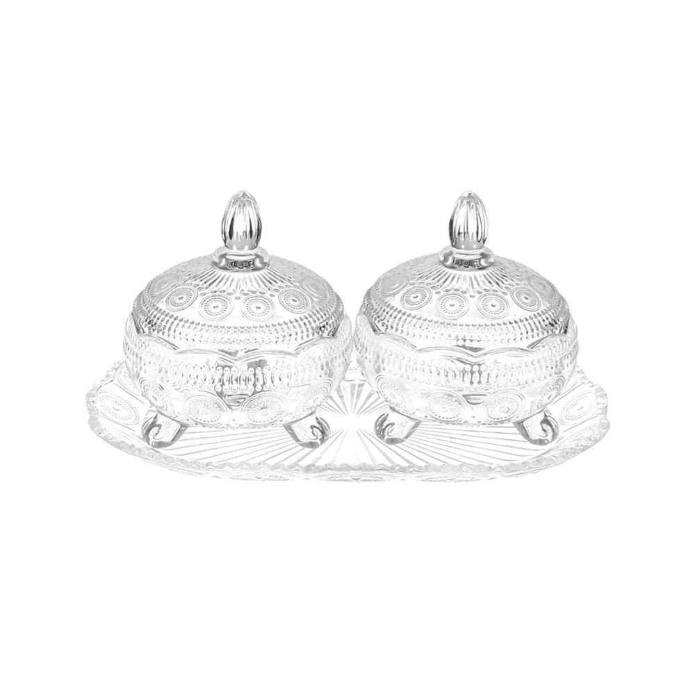 Twin Candy Pots with Tray