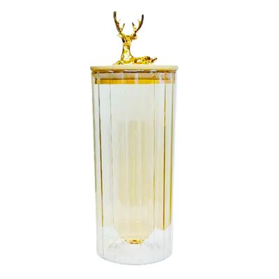Glass storage jar with deer lid