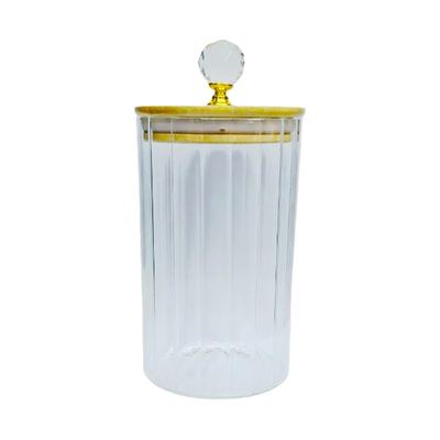 Ribbed Glass Storage Jar, Small
