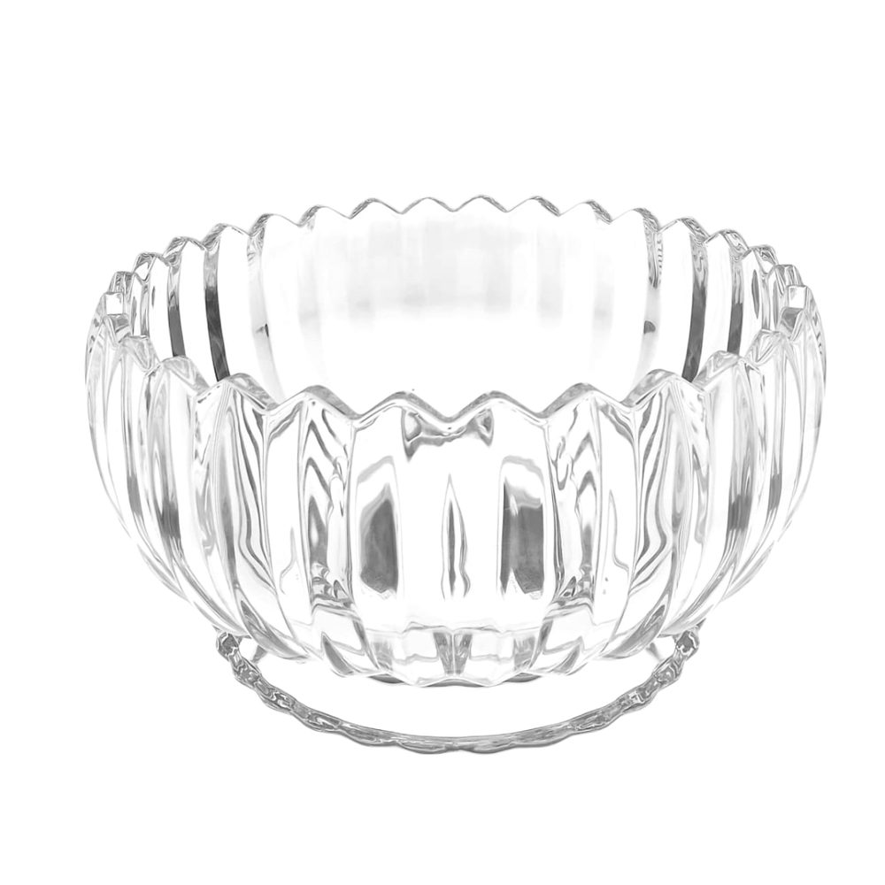Ribbed Glass Serving Bowl