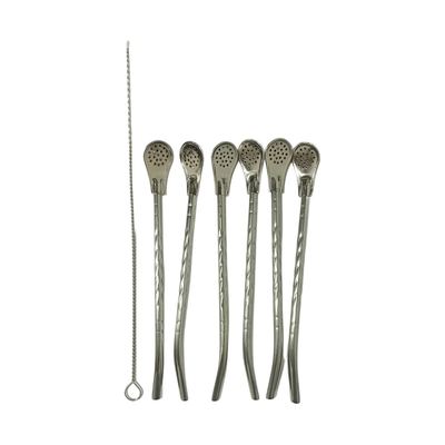 Stainless Steel Straw Spoons, 7-Piece Set