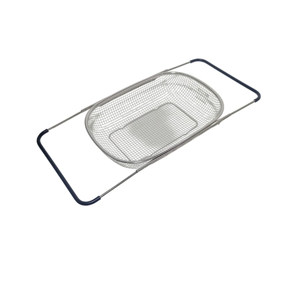 Over-sink stainless steel colander, large