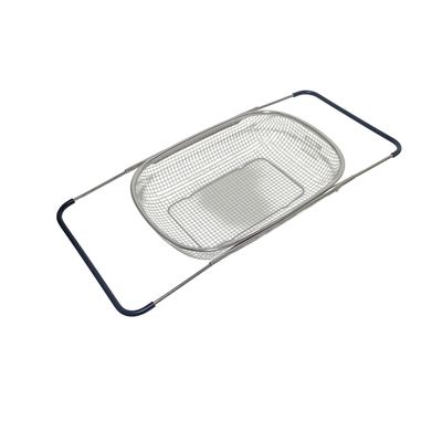 Over-sink stainless steel colander, large