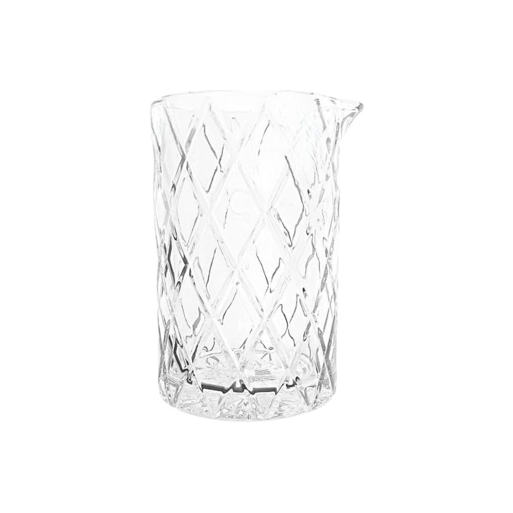 Diamond-cut glass cocktail mixing glass