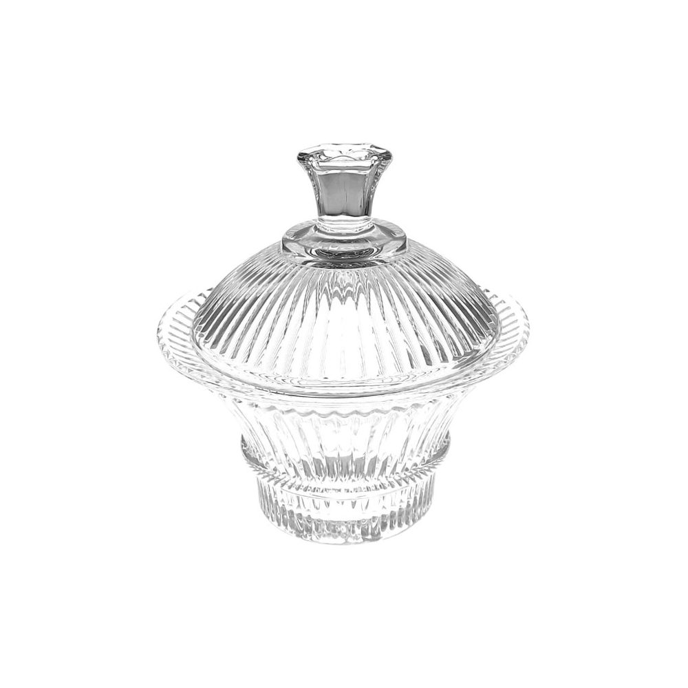 Ribbed Glass Candy Pot with Lid
