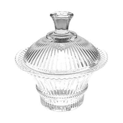 Ribbed Glass Candy Pot with Lid