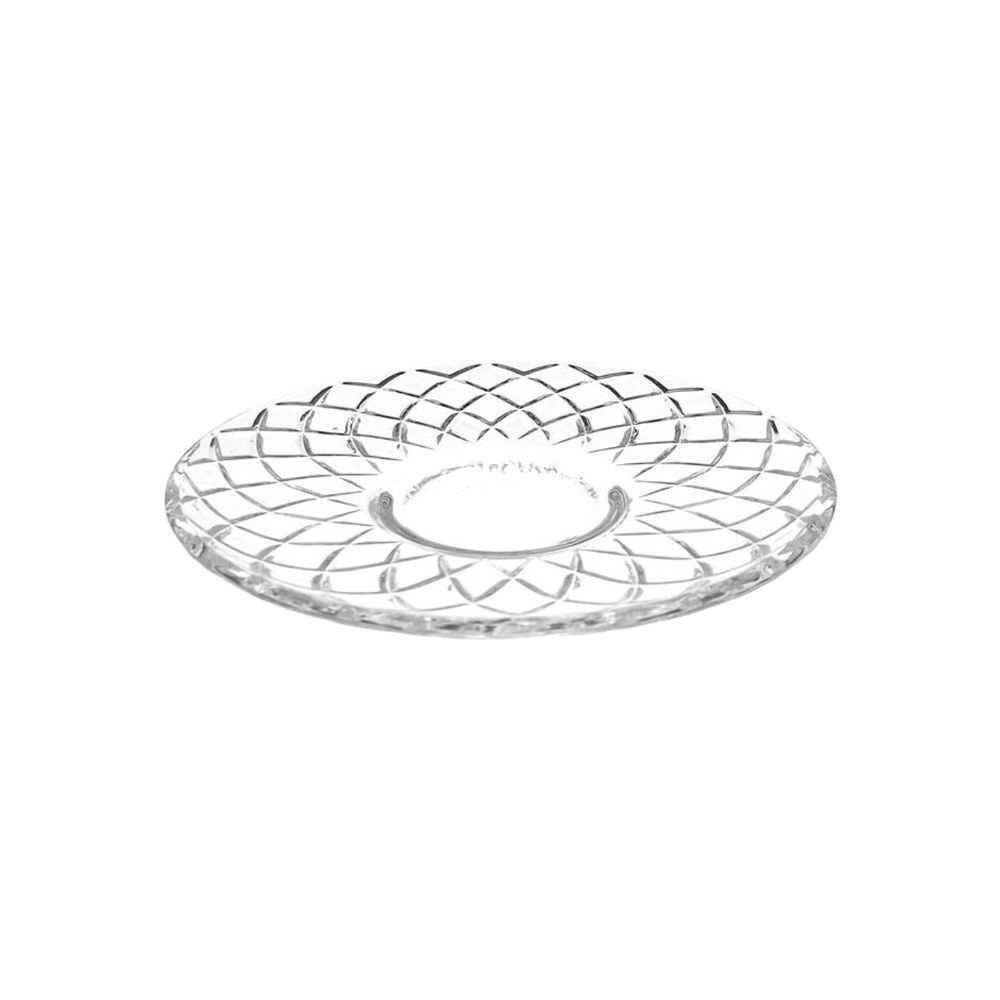 Cut-pattern glass saucer, 6 inch