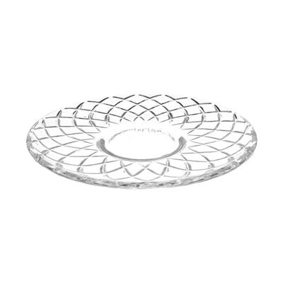 Cut-pattern glass saucer, 6 inch