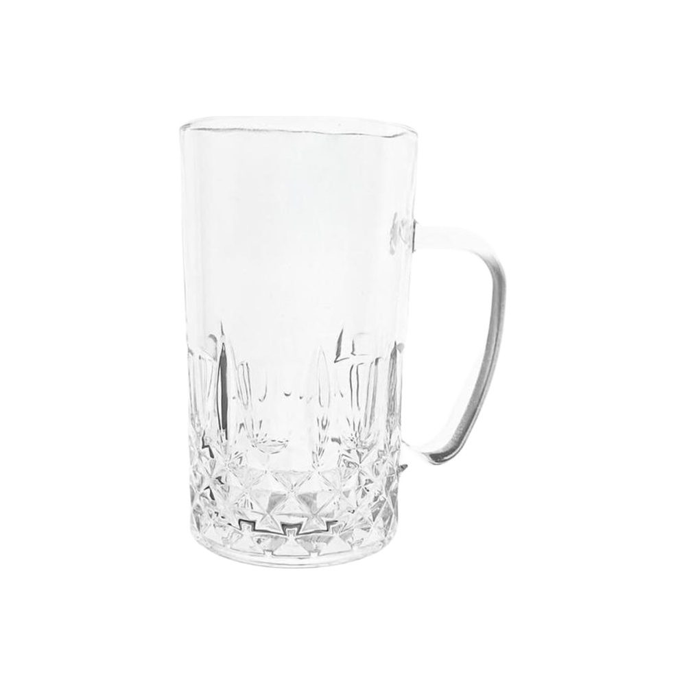 Cut-pattern glass beer mug, 370ml