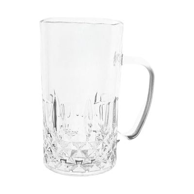 Cut-pattern glass beer mug, 370ml
