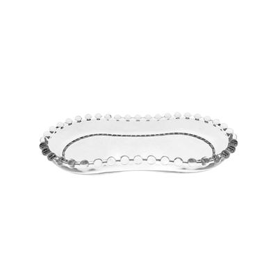 Beaded oval glass serving dish