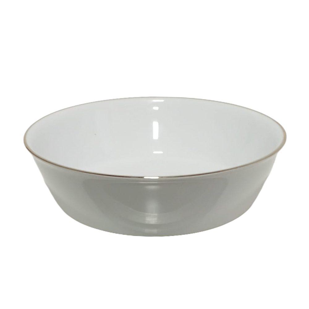 Gold-rim porcelain salad bowl