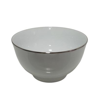 White Porcelain Finger Bowl, Silver Rim