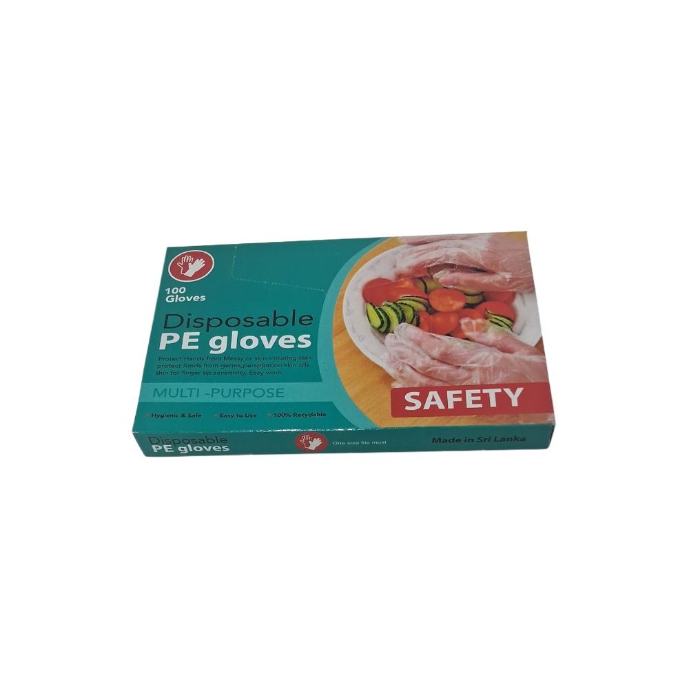 Disposable PE Gloves, 100 Pack
