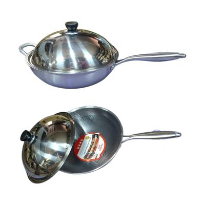 Honeycomb Stainless Steel Wok with Lid
