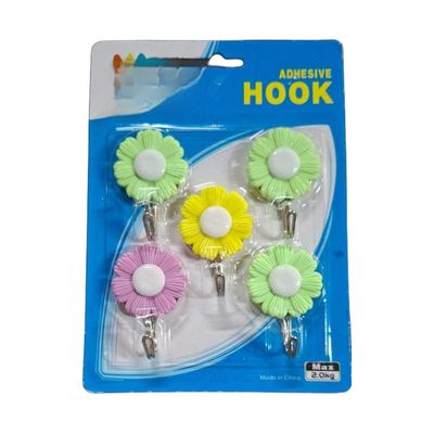 Flower Adhesive Wall Hooks, Pack