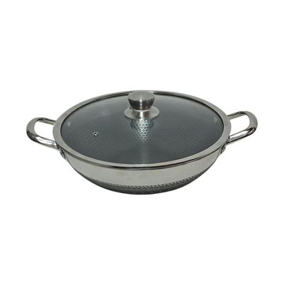 Honeycomb stainless steel wok with lid