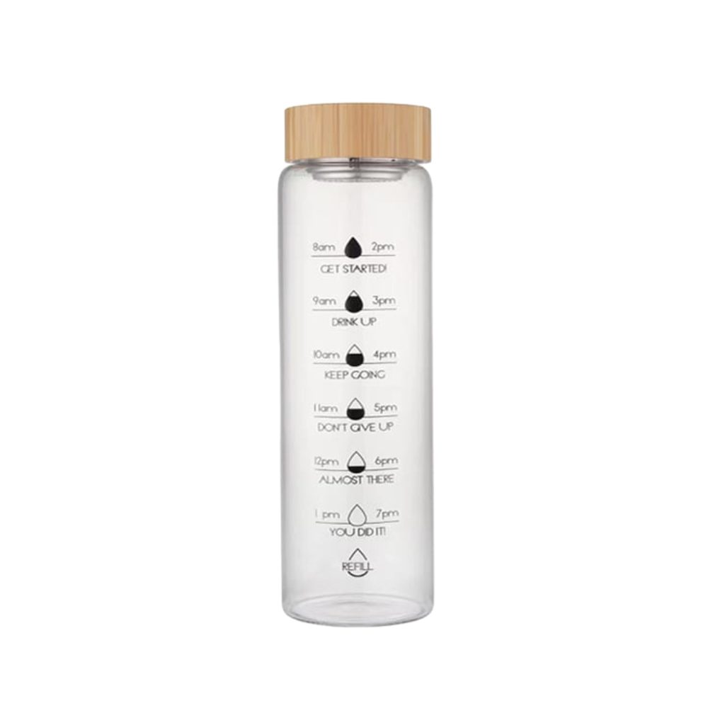 Glass Water Bottle with Bamboo Lid