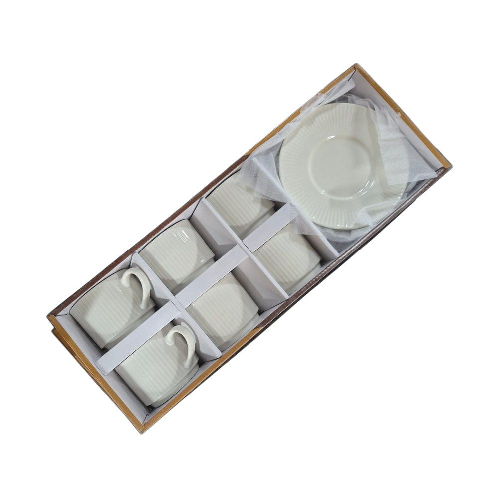 Ceramic Cup and Saucer Set, 12 Pieces