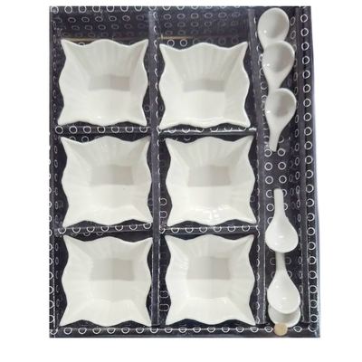 Ceramic Square Snack Bowl Set, 12 Pieces