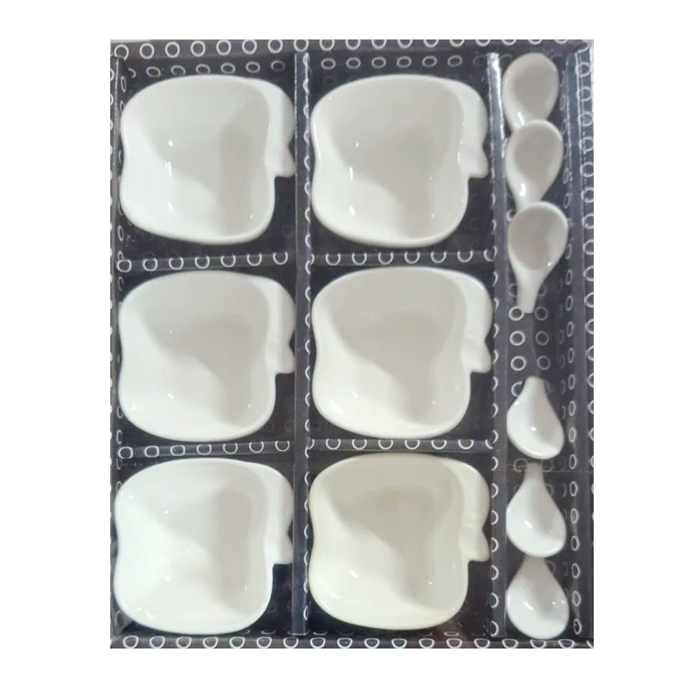 Ceramic Snack Bowl and Spoon Set, 12 pcs