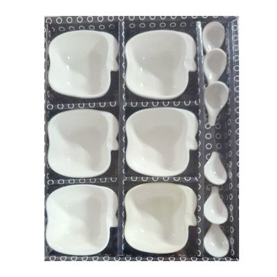 Ceramic Snack Bowl and Spoon Set, 12 pcs