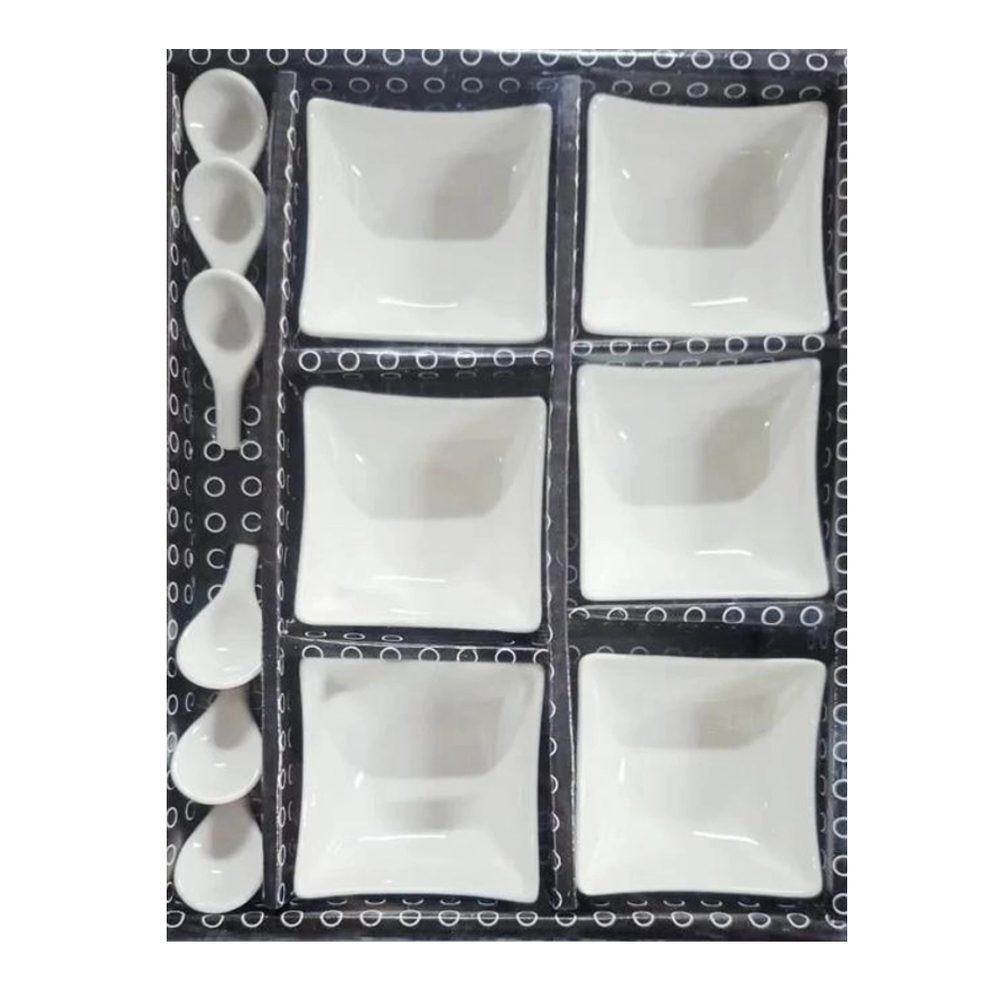 White Ceramic Snack Bowl Set, 12 Pieces