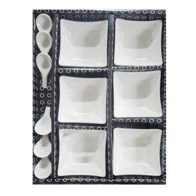 White Ceramic Snack Bowl Set, 12 Pieces