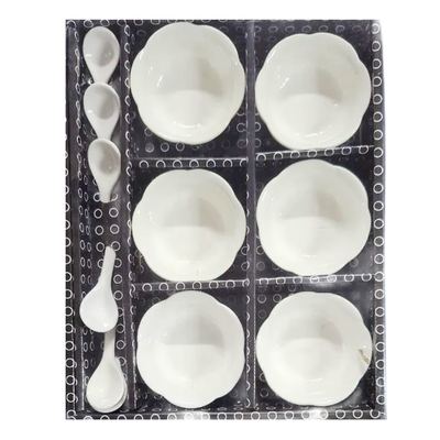 White Ceramic Snack Bowl Set with Spoons