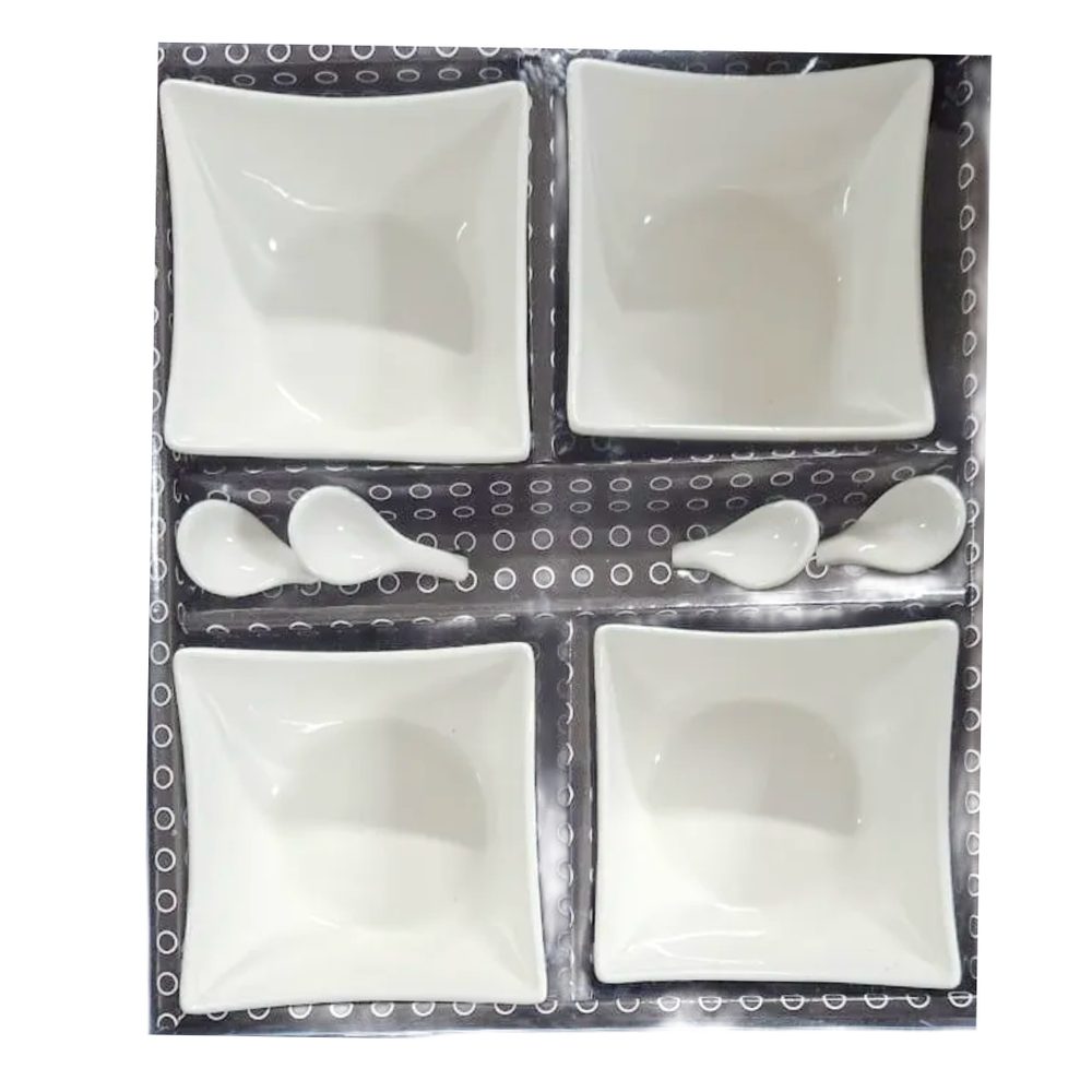 Ceramic Square Snack Bowl Set, 8 Pieces