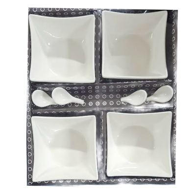 Ceramic Square Snack Bowl Set, 8 Pieces