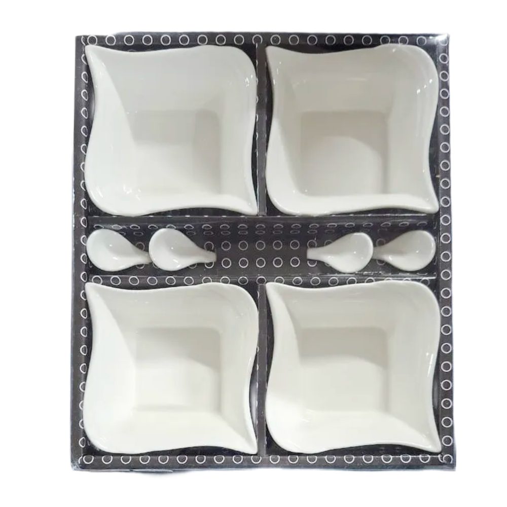 Ceramic Square Snack Bowl Set, 8 Pieces