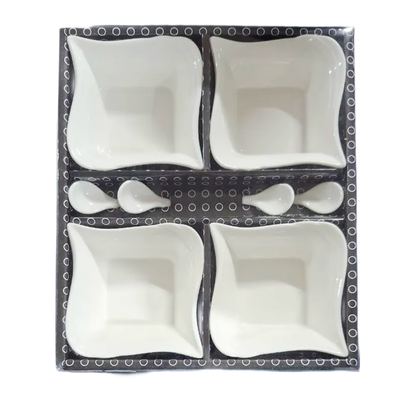 Ceramic Square Snack Bowl Set, 8 Pieces