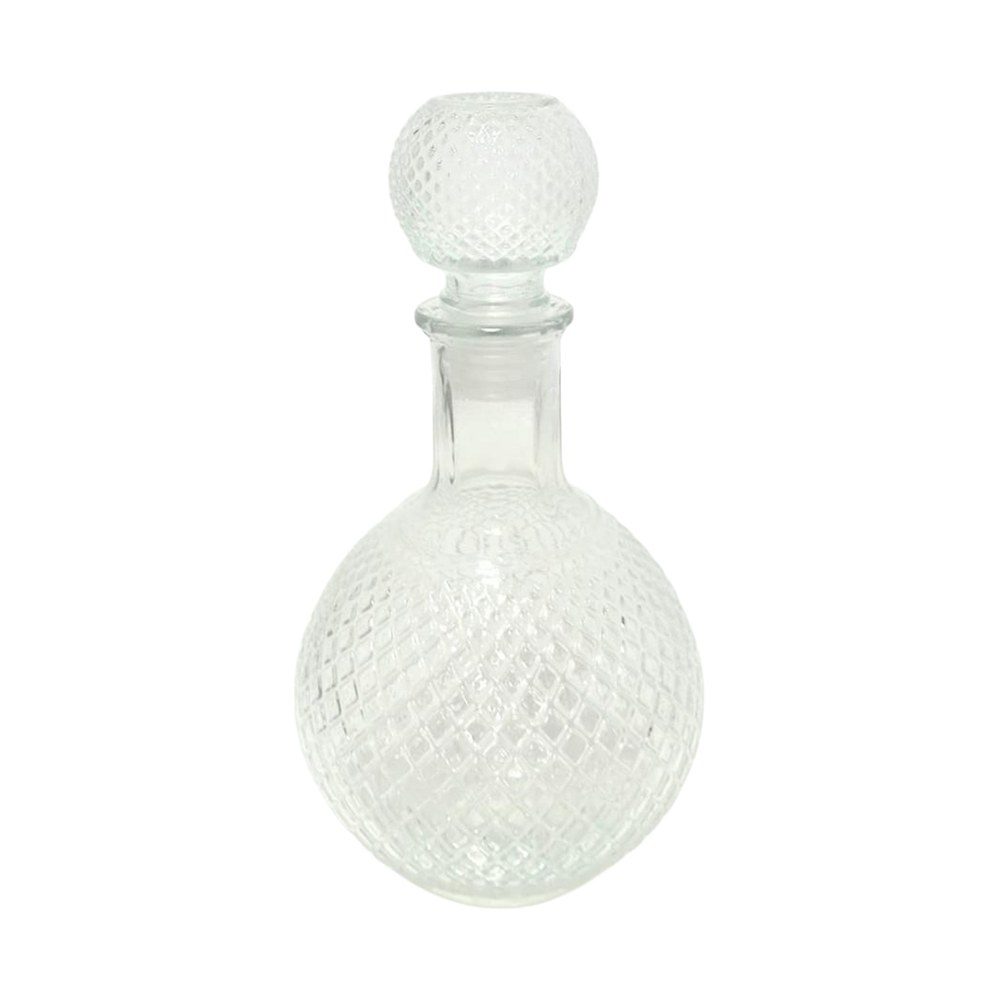 Cut-pattern glass decanter with stopper