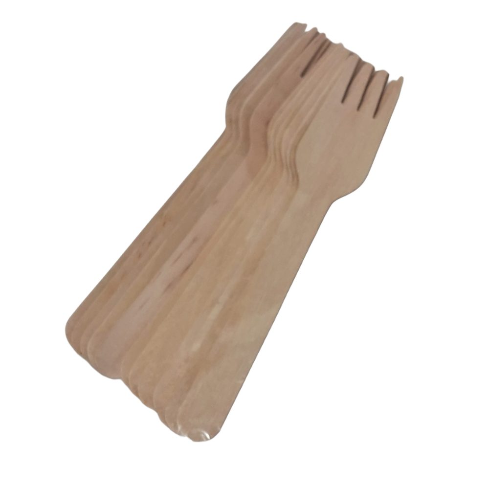 Large Wooden Disposable Forks, 12 Pack