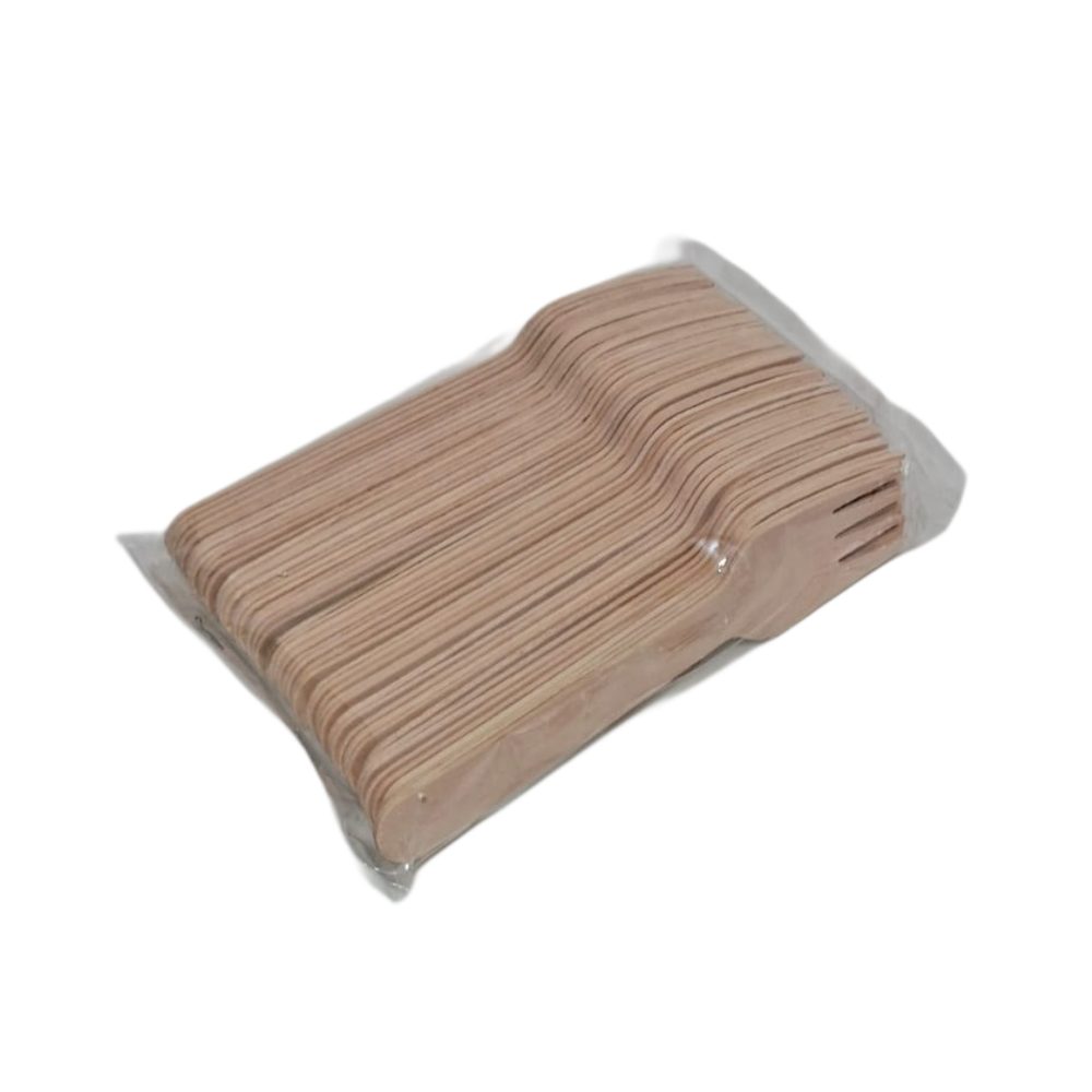 Large Wooden Disposable Forks, 50 Pack