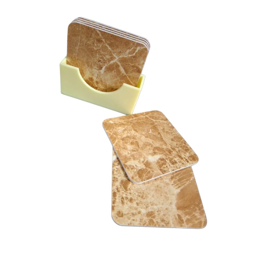 Square Tea Coaster Set with Holder