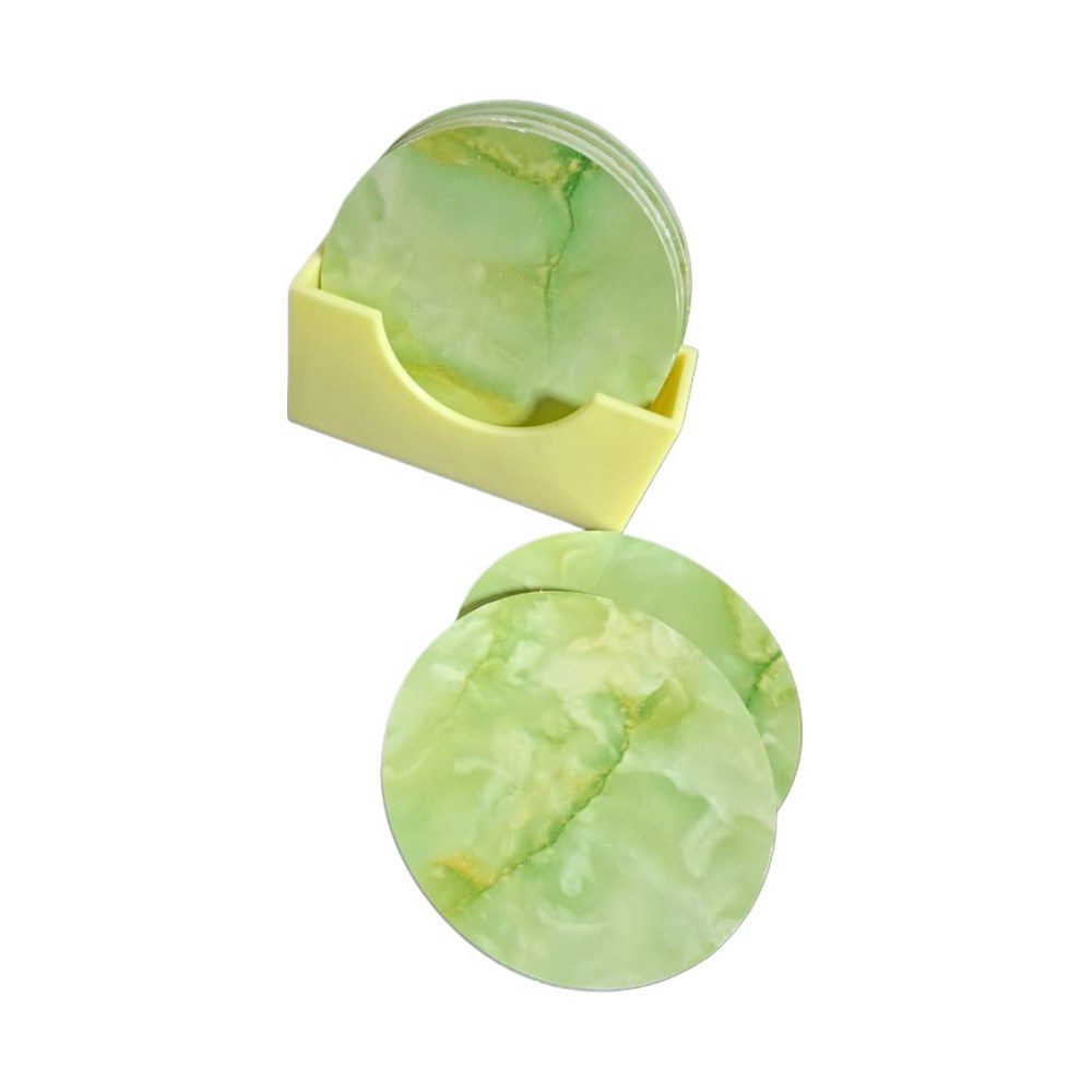 Round tea coaster set with holder
